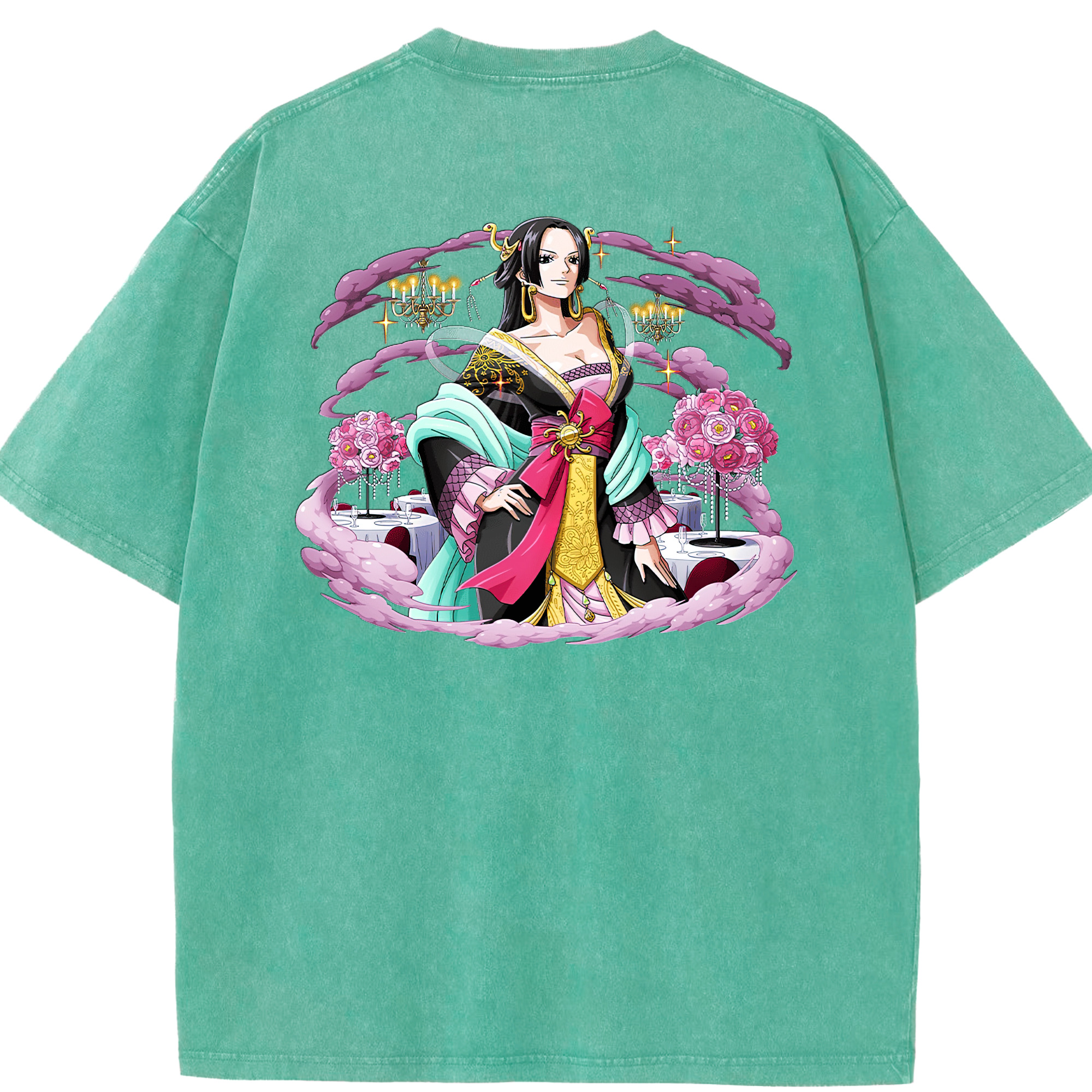 ワンピース ボア・ハンコック ONE PIECE Boa·Hancock 綿100% ヴィンテージ風 半袖Tシャツ（背面プリント）